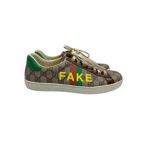 Gucci Men's Fake/Not Fake GG Monogram Coated Canvas Ace Sneakers US 9